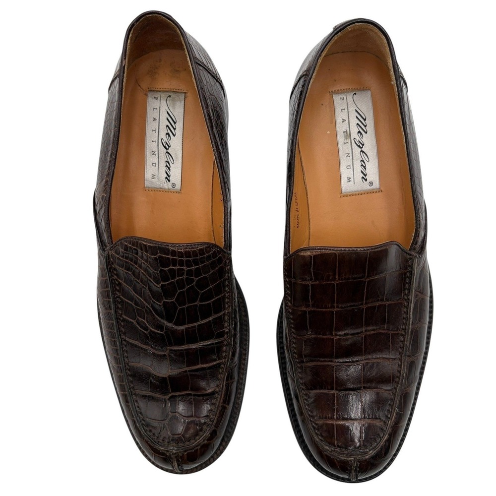 Mezlan Platinum Alligator Leather Loafer Mens 8.5 M Brown Slip On Shoes Spain - Picture 6 of 11